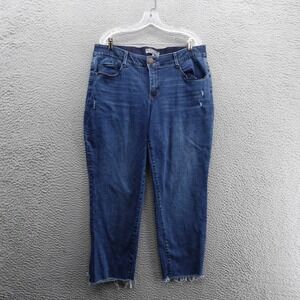 Wit & Wisdom Slim Ankle Jeans Size 18W Blue Womens Raw Hem Stretch